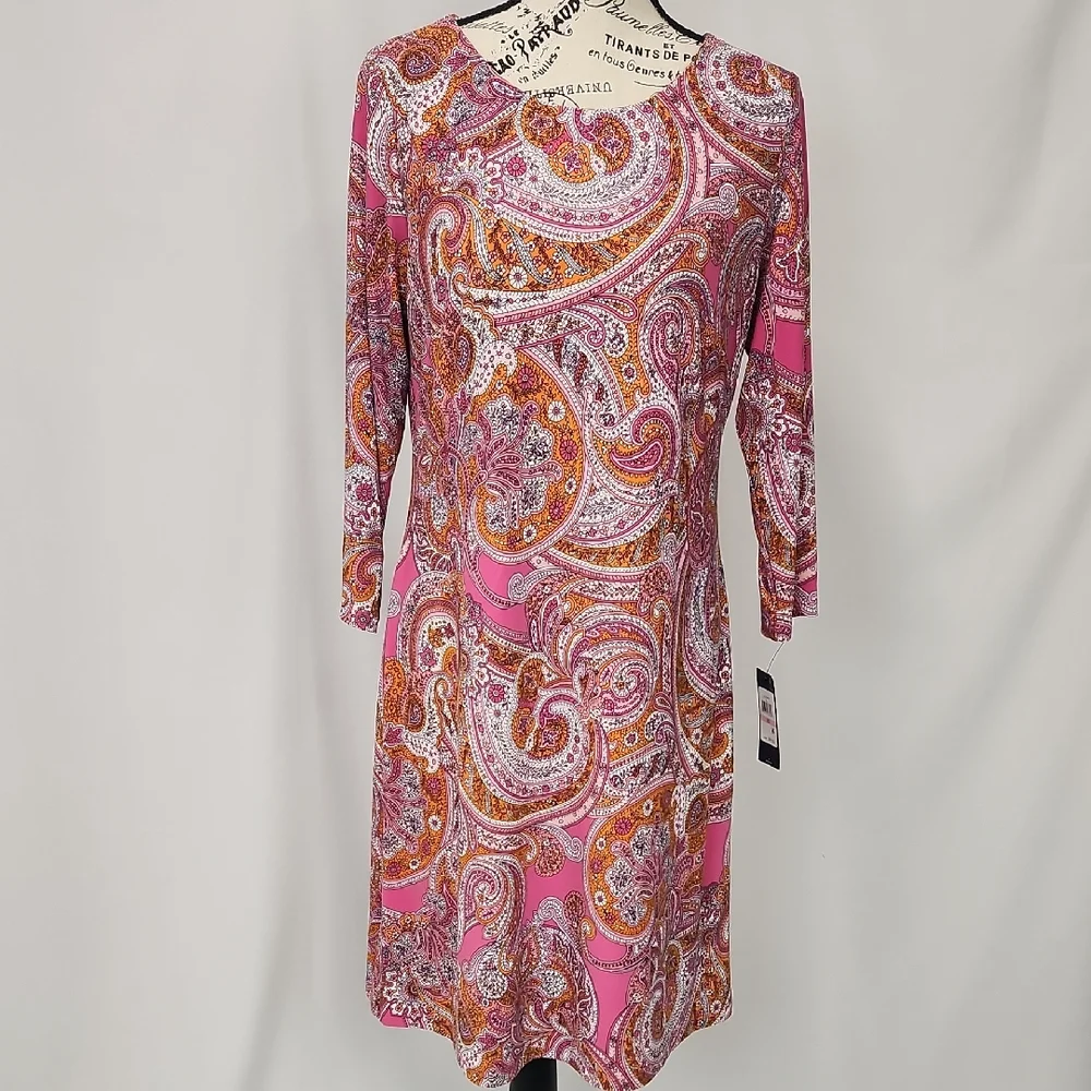NWT Tommy Hilfiger Paisley Print Pink Dress, size 10 - Picture 1 of 10